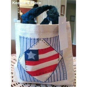 15 Canvas Party Favor Gift Bags Favors Red White Blue Flag Jute Handle